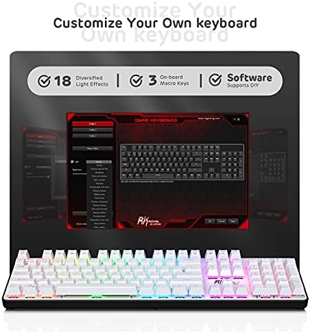 RK ROYAL KLUDGE RK920 Full Size Mechanical Keyboard, Rainbow Backlit Gaming Keyboard, 104 Keys Wired Mechanical Keyboard with Number Pad, Clicky Blue Switch - Image 2