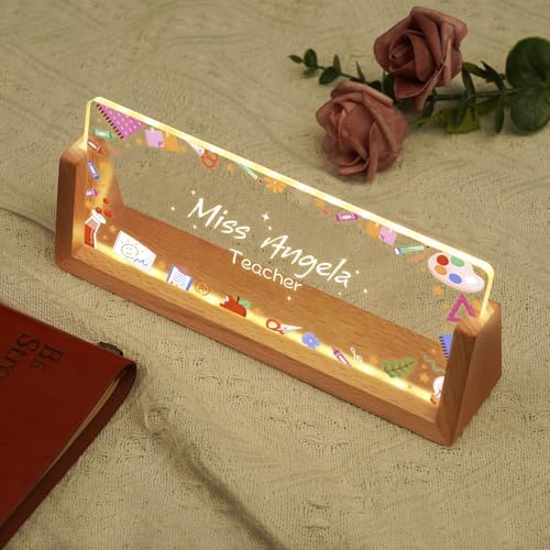 Custom Name Plate for Desk, Personalized Light Up Acrylic Desk Name Plate, Personalized Office Gifts for Boss Coworkers Teacher, Employee Appreciation GIfts, Office Decor for Women Men - Image 3