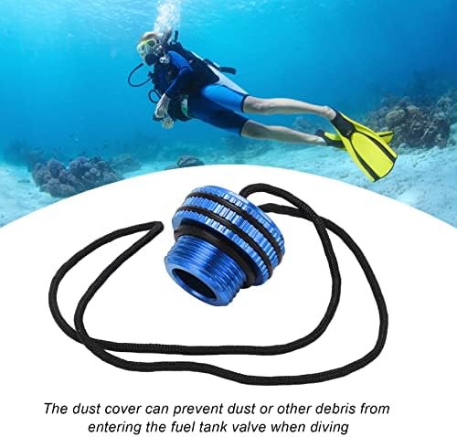 Diving Dust Din Cover, Valve Dust Cover Vented Aluminum Alloy Diving Valve Protector with Fixed Rope for Valve End Cap(blue) - Image 2