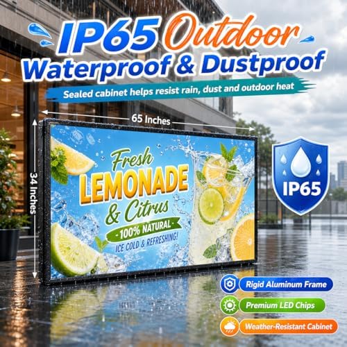 P5 Outdoor LED Sign 65" x 34", IP65 Waterproof Programmable Full Color Digital Display with WiFi & USB Control, High-Resolution Scrolling Text Image Video LED Advertising Board for Business - Image 5