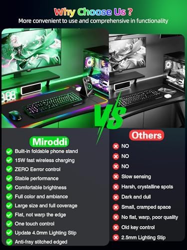 Mouse Pad with Foldable Phone Holder & Wireless Charger, XXL RGB Gaming Mousepad 31.5"x15.8" Large Desk Mat for Keyboard, Black Desk Pad with Dual Qi Charging Station | 11 Colors 5 Modes | Waterproof - Image 7
