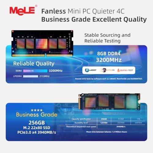 MeLE Business Grade Quieter 4C Fanless Mini PC N100 (up to 3.4GHz) 8G 256G - Image 4