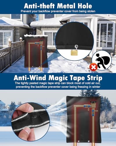 24"X24" 5 Layers Outdoor Pressure Vacuum Breaker Cover, Backflow Preventer Insulation for Winter Freeze Protection, Black - Image 5