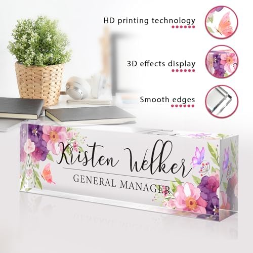 Custom Office Name Plate for Desk - Desk Name Plate Personalized Gifts for Coworkers, Boss, Employees, Teacher, Nurse - Office Desk Decor for Women Men - Employee Appreciation Gifts (Pink/Purple) - Image 5