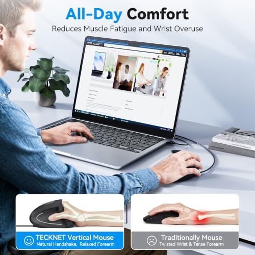 TECKNET Wired Mouse, Comfortable Ergonomic Mouse with 6400 DPI - Image 3