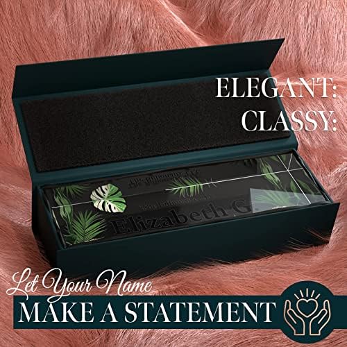 Desk Name Plate Personalized, Custom Name Plates 2½/x8 Inches, Thick Crystal-Clear Acrylic, Gift Box, Office Desk Decor. USA Made by ACRYLUXE (Garden) - Image 2