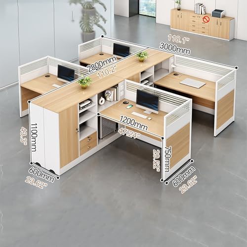 Modern Office Cubicle Workstation Desk with Tempered Glass Privacy Panels, USB Charging Hub & Cable Management,Multi-Person Modular Computer Desk for Commercial Office (B-Right, Four Person -T) - Image 2