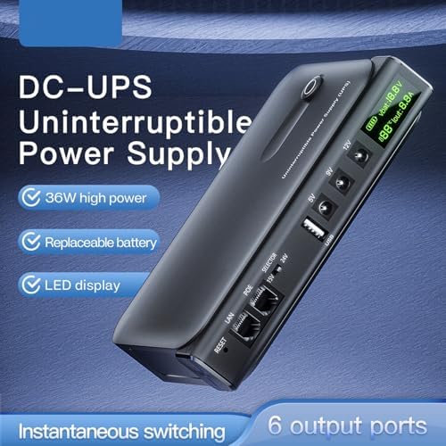 Jectse 36W UPS Uninterruptible Power Supply, Lithium Battery Backup with LED Display Multi Voltage Interfaces, for Routers Cameras Small Electronics Continuous Power (US Plug 110V) - Image 5