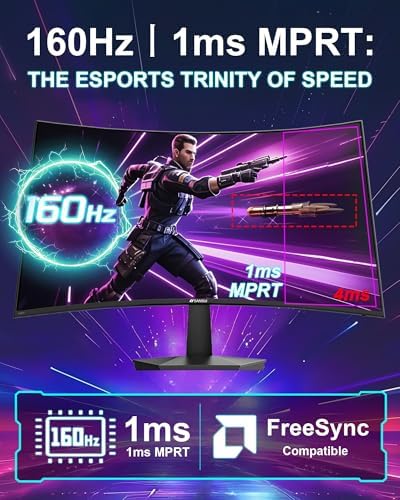 SANSUI 27 Inch Curved 160Hz Gaming Monitor 144Hz FHD 1080P Computer Monitor - Image 3