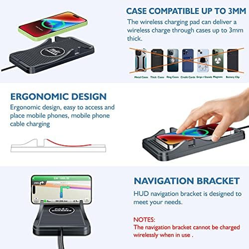 Wireless Charger Car Charging Pad Non-slip 15W 10W 7.5W Fast Charger Mount Adapter for iPhone 13 12 Pro Max 11 8 Plus X XR Xs LG G8 Samsung Note 20 10 Galaxy S10 S20 S21 S22 S23 S24 S25 Android Phones - Image 3