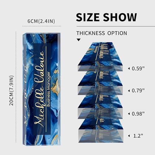 Personalized Name Plate for Desk, Custom Desk Name Plate, Acrylic Name Plate Office Desk Accessories, Personalized Office Gifts for Coworkers Teachers, Employee Appreciation Gifts (B-Blue Marble) - Image 5