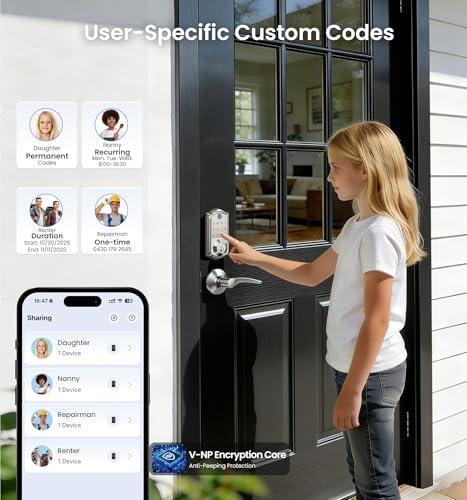 Veise VE017 Fingerprint Smart Door Lock with App Control, Satin Nickel - Image 4