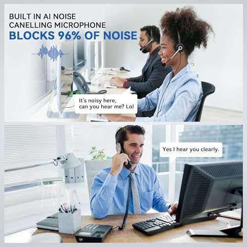 Wantek Binaural RJ9 Call Center Headset with Noise Cancelling Mic, Corded Office Headset with Mute for Avaya Phones - Image 6