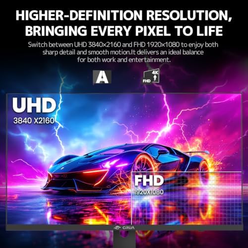 CRUA 27" 4K 160Hz / FHD 320Hz Dual Mode IPS Gaming Monitor, Vertical Stand - Image 4