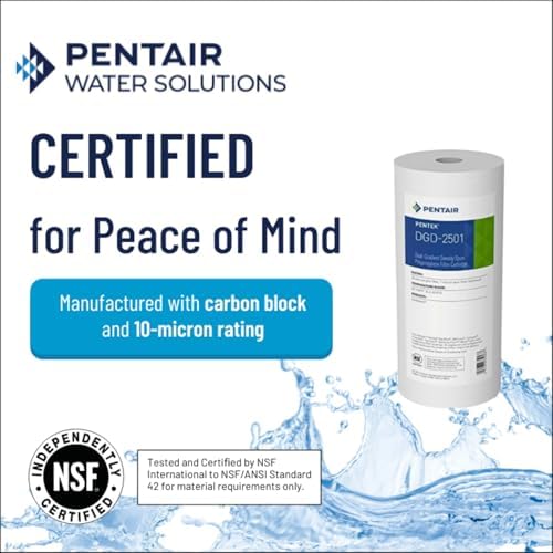 Pentair Pentek DGD-2501 Big Blue Water Filter, 10-Inch Whole House Sediment Filter Cartridge Replacement, Dual-Gradient Density Spun Polypropylene, 10" x 4.5", 1 Micron, Pack of 1 - Image 3