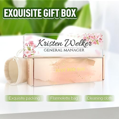Personalized Office Name Plate for Desk - Custom Employee Appreciation Gifts - Acrylic Desk Name Plate Personalized - Staff Appreciation Gift for Teacher, Coworker, Nurse, Manager (Pink Flower) - Image 4