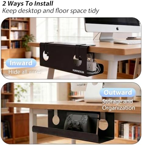 Under Desk Cable Management Tray No Drill, 17" Cable Organizer with Clamp - Image 5