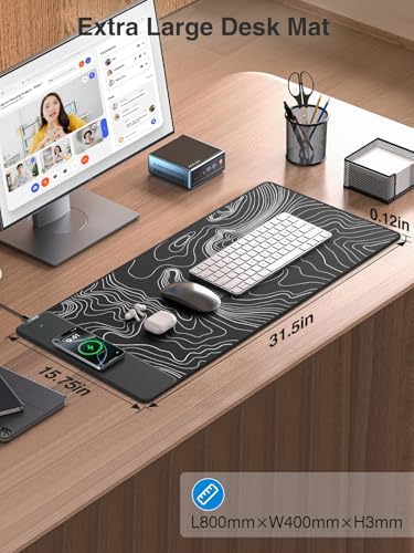 Wireless Charging Mouse Pad, 31.5"x15.8" Large Desk Mat, Smooth Glide - Image 7