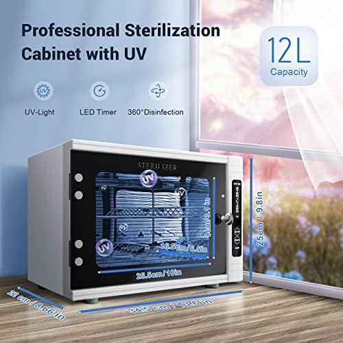 UV Sanitizing Cabinet (12L) Large Capacity - Metal Chemical-Free UVC Cleaner Box with Easy to Use Timer (5-60 Min) for Salon Tools, Manicure Supplies, Baby Bottles, Phones, Cutlery & More - Image 2
