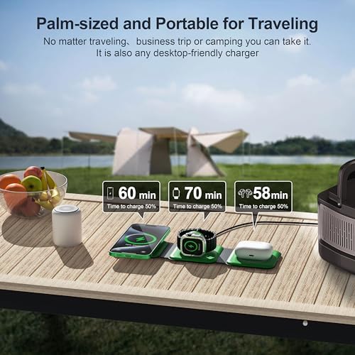 3 in 1 Charging Station for Multple Devices,Foldable 3 in 1 Wireless Charger for Travel,Nano Wireless Charging Station for iPhone16 15 14 13 12 Pro Max/Watch 10 9 8 7 6 5 4 3 Ultra/AirPod Pro - Image 2