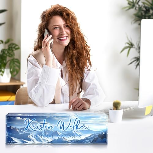 Custom Office Name Plate for Desk - Desk Name Plate Personalized Gifts for Coworkers, Boss, Employees, Teacher, Nurse - Office Desk Decor for Women Men - Employee Appreciation Gifts (Mountain Peak) - Image 4