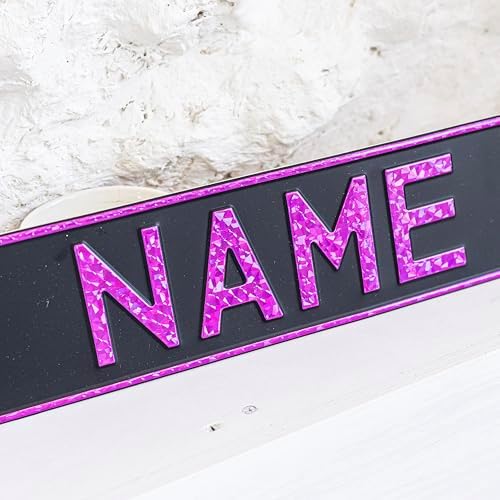 Custom Black on Black Nameplate Name Plate European License Home Decor Metal Art Personalized Front Delete Interior Funny Gift (Crystal purple) - Image 2