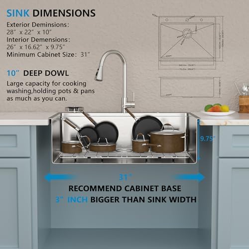 28"x22" Drop In Kitchen Sink Ledge Workstation - Image 5
