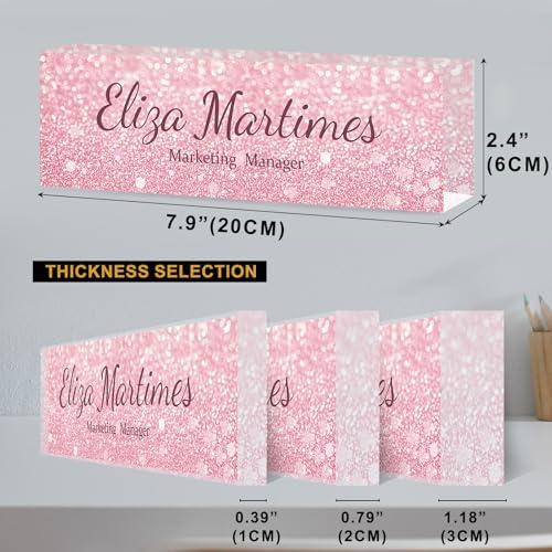 Personalized Name Plate for Desk Custom Desk Name Plate Acrylic Office Desk Accessories Decor for Women Teacher Nurse Boss Employee Appreciation Gifts for Mother Pink Name Plates - Image 4