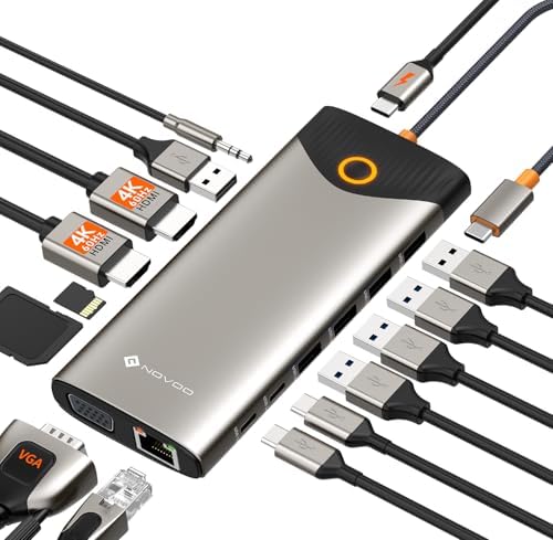 NOVOO 15 in 1 Docking Station Dual Monitor USB C Docking Station 3 Monitors by NOVOO-ForYourHomeOffice