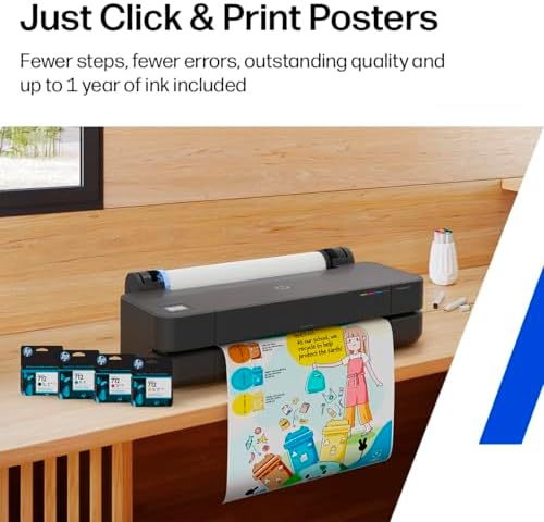 HP DesignJet T210 Large Format 24-inch Poster Printer, for Easy Poster & CAD Printing. Includes up to 1-Year of Ink (8AG32L) - New Model - Image 4