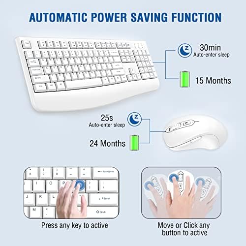 EDJO Wireless Keyboard and Mouse Combo, USB Plug & Play (White) - Image 6