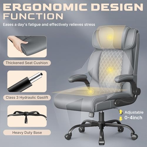 Office Chair, Executive High Back Big and Tall Office Chair,Gray - Image 5