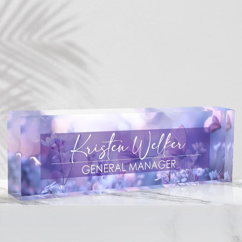 Desk Name Plate Personalized Name Plate for Desk, Office Desk Decor, 3D Style Personalized Plaque Name Plates for Desks Custom Appreciation Gifts for Boss Lady Employee Coworkers (Fantasy Purple) by Ueedklaayy