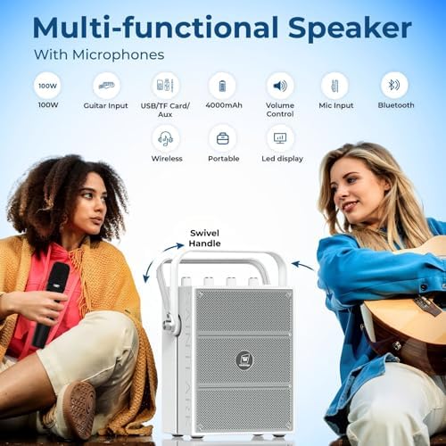 100W Bluetooth Speaker with 2 Wireless Microphones S99 - Image 2
