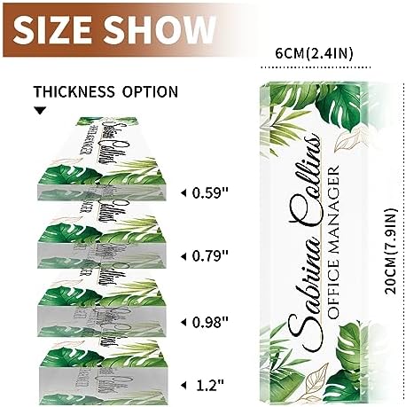 Custom Name Plate for Desk, Desk Name Plate Personalized, Office Decor for Women Men, Acrylic Desktop Accessories, Office Appreciation Gifts for Boss Social Workers Nurse Teacher Employee(Green Leaf) - Image 6