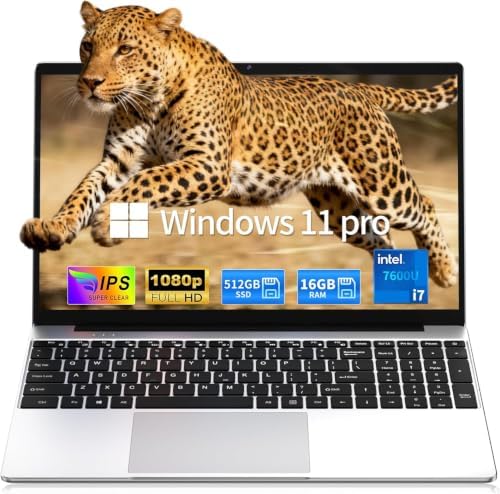 2026 15.6" Traditional Laptop Computer, Core i7 7600U 3.9GHz, 16GB RAM 512GB SSD, FHD IPS Display, Win 11 Pro with Office 365, Type-C Charging, Backlit Keyboard, 3.5lbs by SAGAWHALE