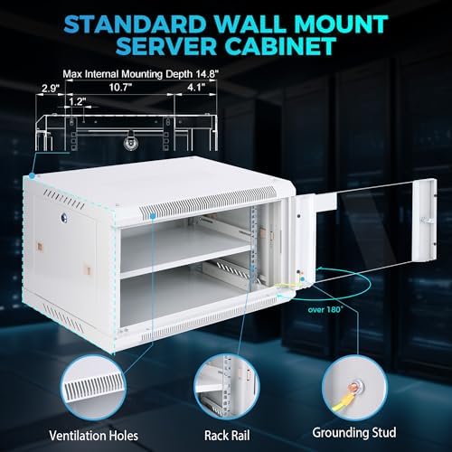 6U Wall Mount Server Rack 450mm Deep Network Cabinet, Lockable - Image 4