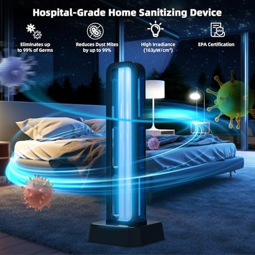39W UV Light Sanitizer with Remote Control and 3 Timers – Ozone Free Home Disinfection Device, Kills Germs, Viruses, Mold and Dust Mites – Whole Room Ultraviolet Light for Home and Office - Image 4