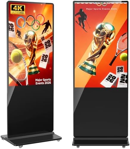 55 inch Indoor Digital Signage,CMS Software,4K UHD LCD Screen IPS Floor Standing Digital Kiosks Interactive Displays with WiFi HDMI/USB Input Auto AD Player, Android OS Black by Homepage