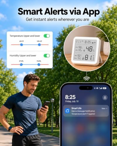 eMylo WiFi Thermometer Hygrometer with App Alerts, 3.5” Backlit Display - Image 3