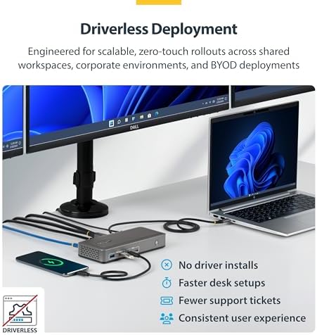 StarTech Driverless USB-C Triple 4K Windows Dock, DisplayPort & HDMI, 100W - Image 5