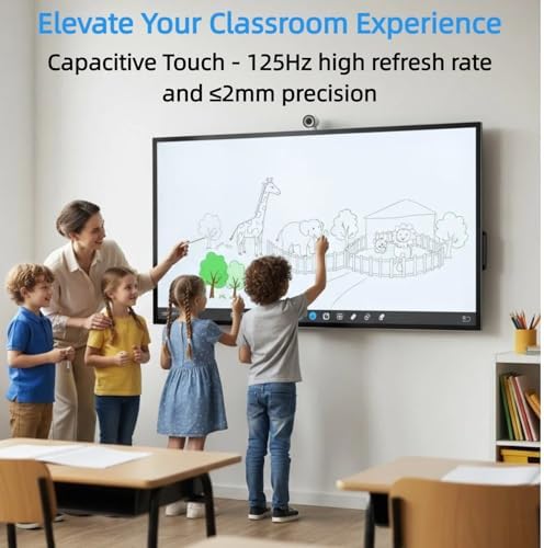 OFFNOVA 65" Interactive Smart Board - 4K UHD Anti-Glare Capacitive Touchscreen, 48MP Camera & 8-Mic Array, Android 14, for Home Education Meeting Office Entertainment Hybrid Work, Wall Mount Included - Image 5