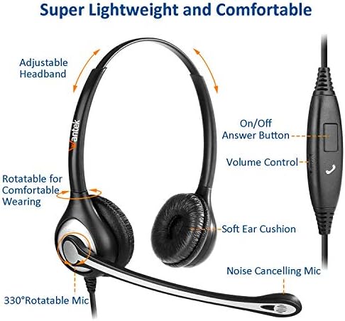 Cell Phone Headset with Microphone Noise Cancelling & Call Controls, 3.5mm Computer Headphones for Samsung PC Business Skype Softphone Call Center Office, Clear Chat, Ultra Comfort - Image 5