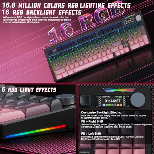 LINGBAO K98 PRO Wireless Mechanical Gaming Keyboard with Screen & Knob - Image 6