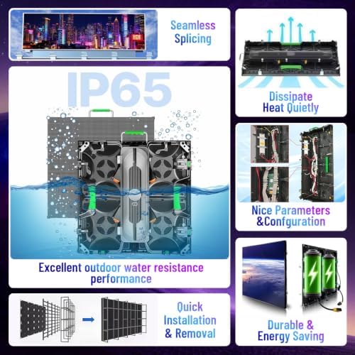 LED Video Wall Panel, Rental LED Display Screen, Giant Stage Backdrop Advertising Screen, P2.91 P3.9 P4.81 Modular LED Display for Events & Commercial Advertising (4, P4.81, 50*100cm(1.64ft*3.28ft)) - Image 3
