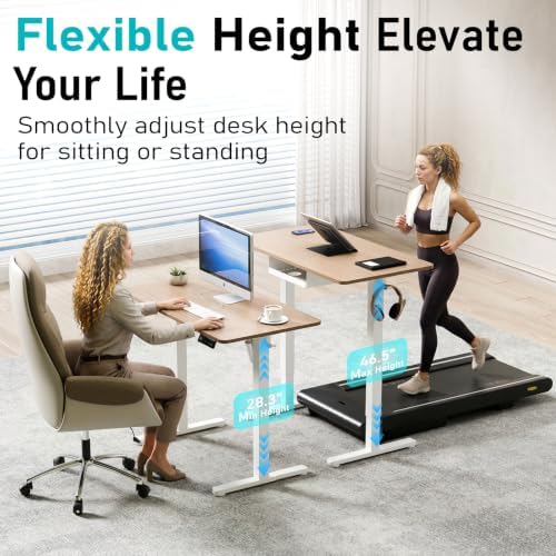 35" Electric Standing Desk, Small Sit Stand up Desk, Light Walnut - Image 4