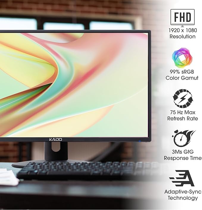 Kado 3-Pack Trio 22" Flat Screen 1920x1080 75Hz FHD Computer Monitor - Image 2