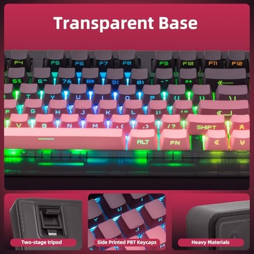 ZORNHER ZH980 Mechanical Keyboard Wireless,95% Pink Creamy Keyboard with Number Pad,Gaming Keyboard with Number Pad,Lighted Up PBT Keycaps,Creamy Sounding Linear Switches,Full Size - Image 5