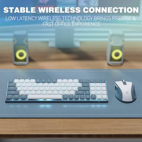 Redragon BS8773 Wireless Keyboard and Mouse Combo, 78 Keys 2.4Ghz Wireless Low-Profile Mechanical Red Switch Keyboard w/Slim Compact Design & Single Blue Backlit, Comfort Grip 2400 DPI Max Mouse - Image 3