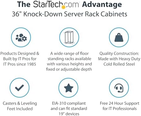 StarTech 25U Enterprise-Grade Server Rack Cabinet, 19in Enclosed 4-Post Rack with 33in (83cm) Mounting Depth and 1764lb (800kg) Weight Capacity - Image 2